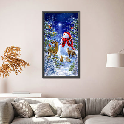 Snowman Deer - Full Round Drill Diamond Painting 40*75CM