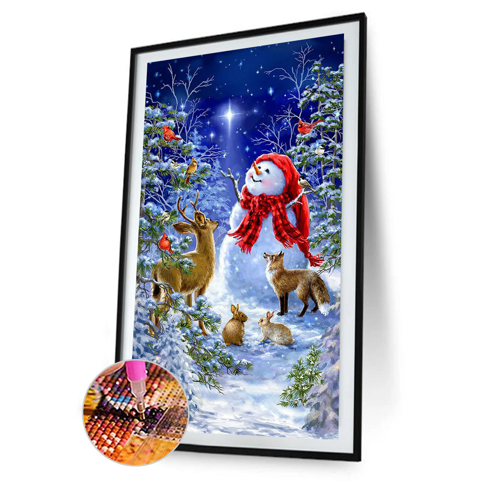 Snowman Deer - Full Round Drill Diamond Painting 40*75CM