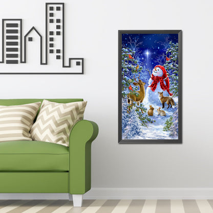 Snowman Deer - Full Round Drill Diamond Painting 40*75CM