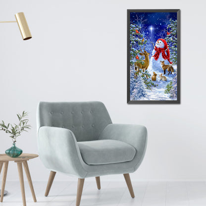 Snowman Deer - Full Round Drill Diamond Painting 40*75CM