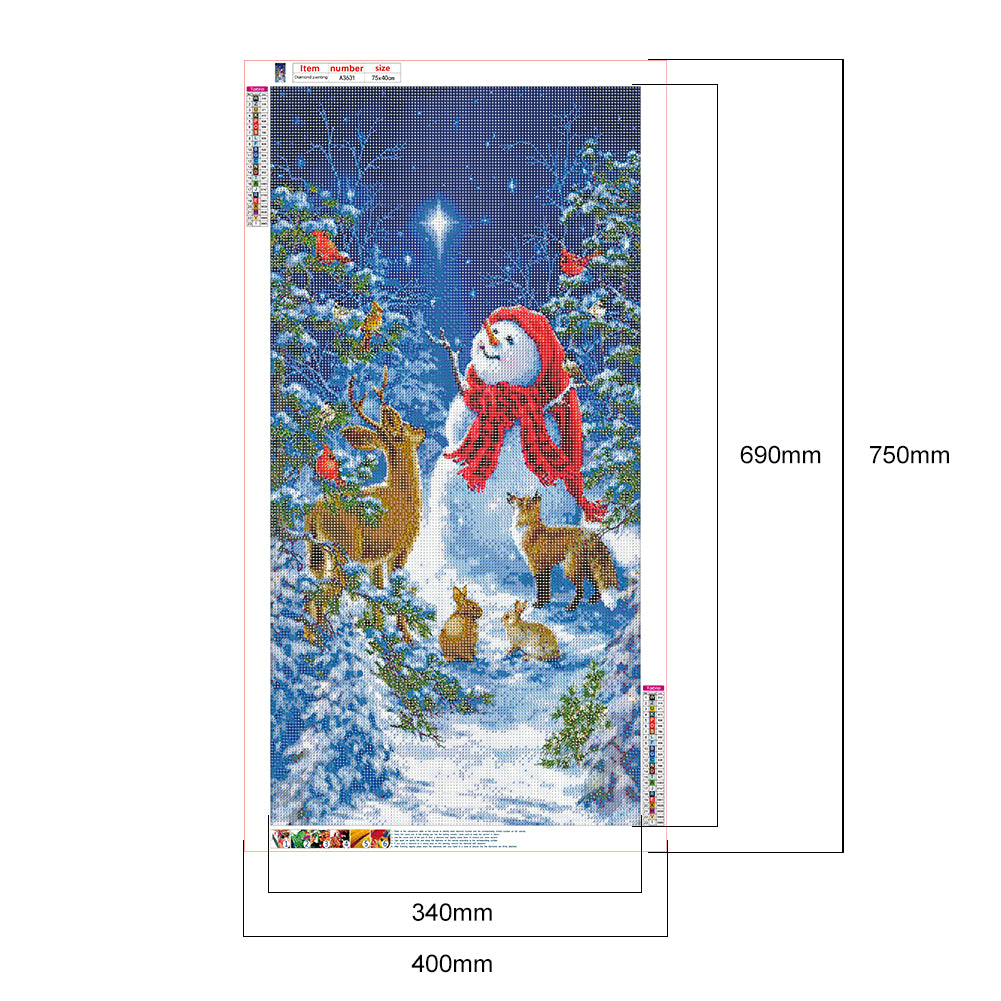 Snowman Deer - Full Round Drill Diamond Painting 40*75CM