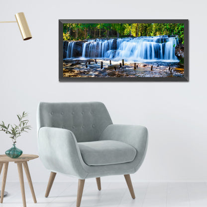 Forest Waterfall - Full Round Drill Diamond Painting 90*40CM