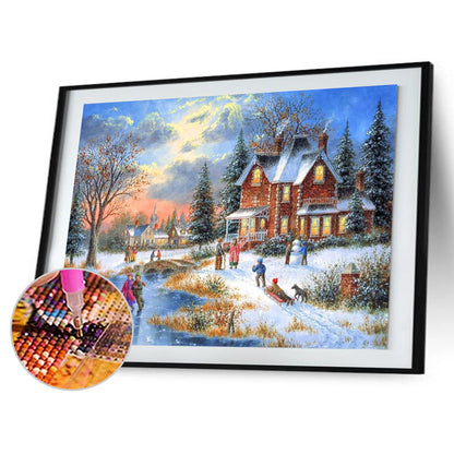 Snow Scene - Full Round Drill Diamond Painting 50*40CM