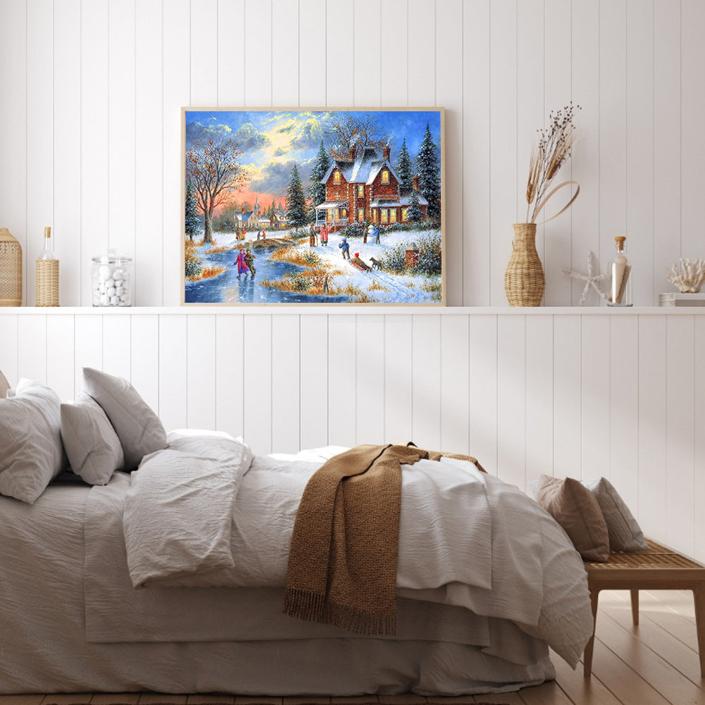 Snow Scene - Full Round Drill Diamond Painting 50*40CM