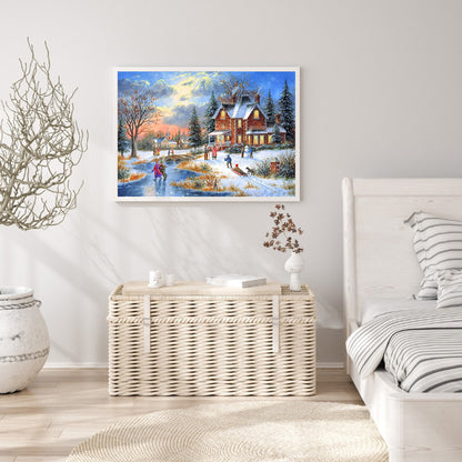 Snow Scene - Full Round Drill Diamond Painting 50*40CM