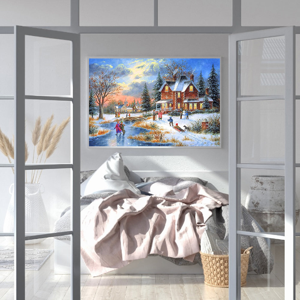 Snow Scene - Full Round Drill Diamond Painting 50*40CM