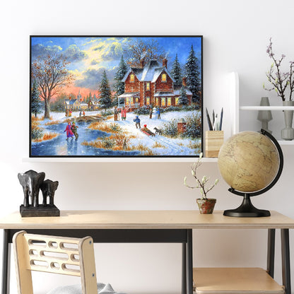 Snow Scene - Full Round Drill Diamond Painting 50*40CM