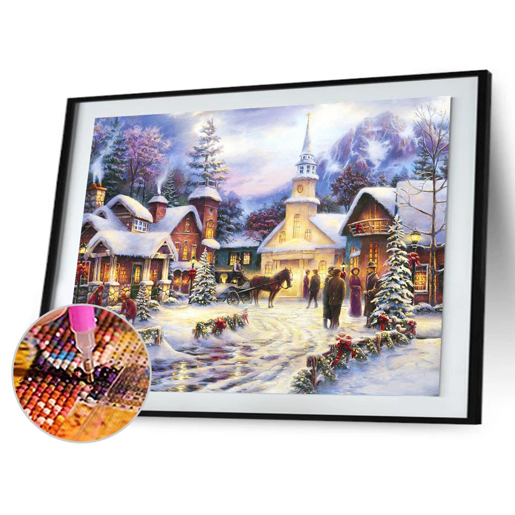 Snow Scene - Full Round Drill Diamond Painting 50*40CM