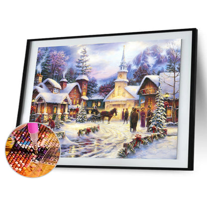 Snow Scene - Full Round Drill Diamond Painting 50*40CM