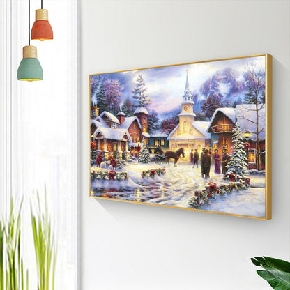 Snow Scene - Full Round Drill Diamond Painting 50*40CM