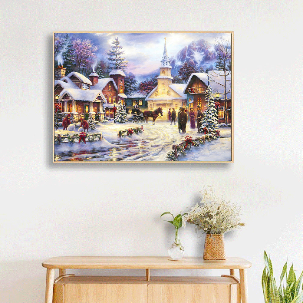Snow Scene - Full Round Drill Diamond Painting 50*40CM