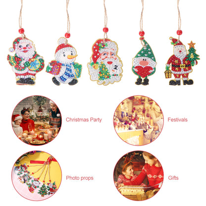 Christmas Diamond Drill Dots Painting Crystal Xmas Trees Hanging Pendant