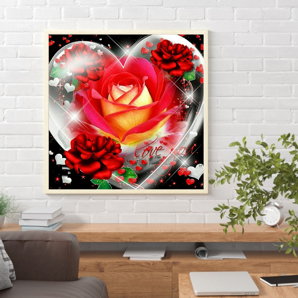 Rose Heart - Full Square Drill Diamond Painting 30*30CM