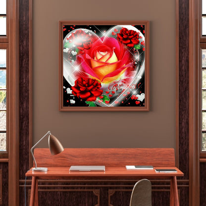 Rose Heart - Full Square Drill Diamond Painting 30*30CM