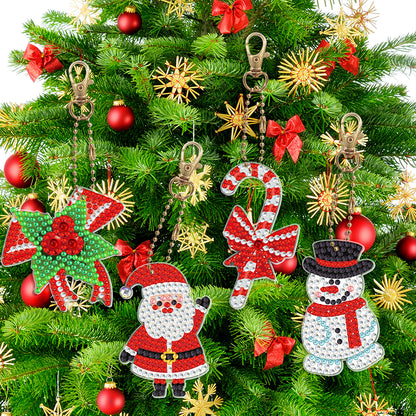 8pcs DIY Acrylic Full Special Shaped Drill Diamond Christmas Keychain Kits