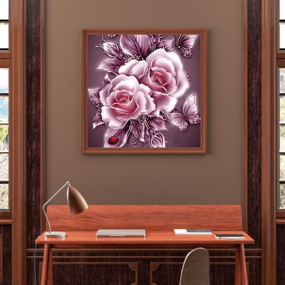 Butterfly Flower - Full Round Drill Diamond Painting 30*30CM