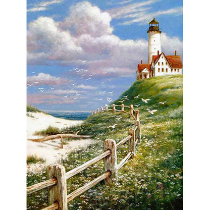 Seagull Lighthouse - Full Round Drill Diamond Painting 30*40CM