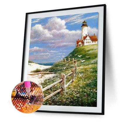 Seagull Lighthouse - Full Round Drill Diamond Painting 30*40CM