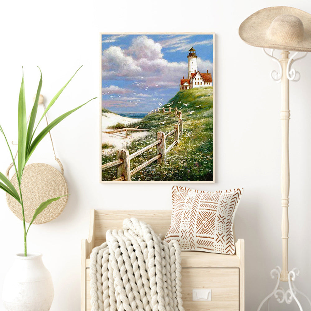 Seagull Lighthouse - Full Round Drill Diamond Painting 30*40CM