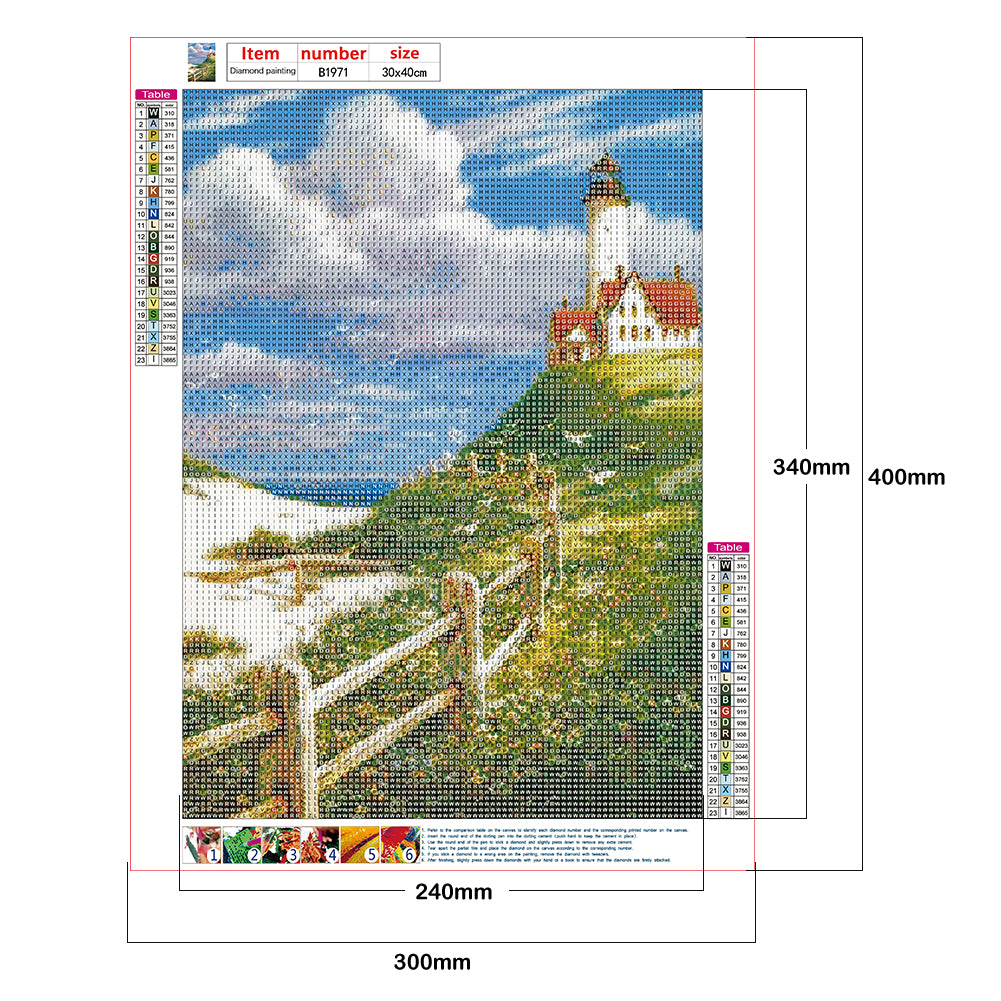 Seagull Lighthouse - Full Round Drill Diamond Painting 30*40CM