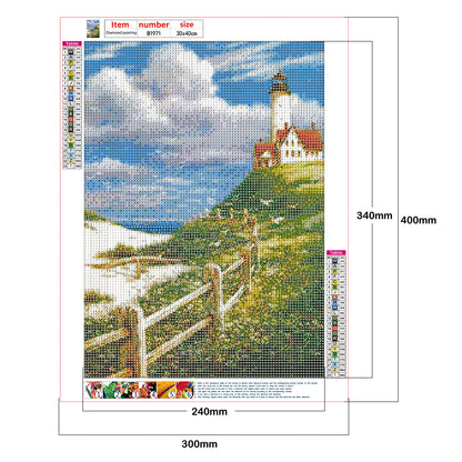 Seagull Lighthouse - Full Round Drill Diamond Painting 30*40CM