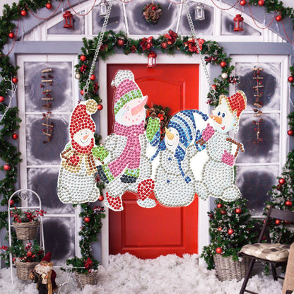 Christmas Door Hanging Pendant Diamond Painting Rhinestone Wall Decoration