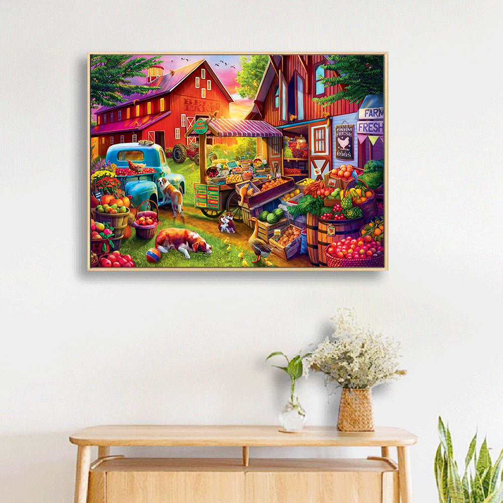 Farmhouse Scenery - Full Round Drill Diamond Painting 50*40CM