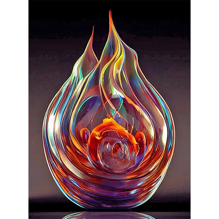 Glass Fire Sculpture - Full Round Drill Diamond Painting  30*40CM