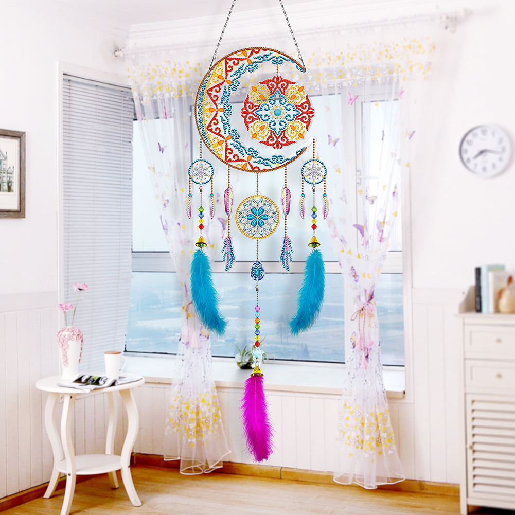 DIY Diamond Painting Dream Catcher Wind Chimes Kit Feather Hanging Craft