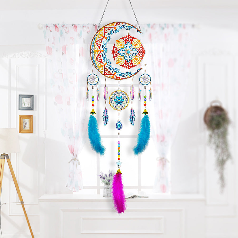 DIY Diamond Painting Dream Catcher Wind Chimes Kit Feather Hanging Craft