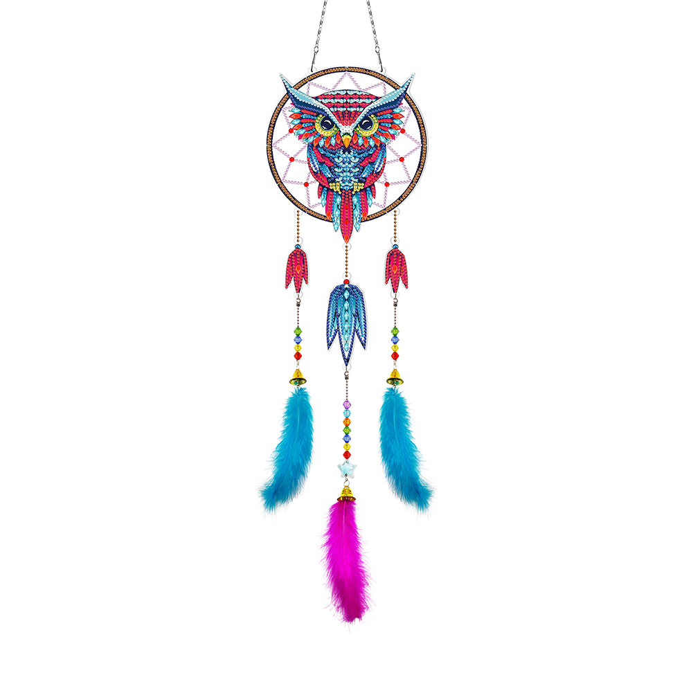 DIY Diamond Painting Dream Catcher Wind Chimes Kit Feather Hanging Craft