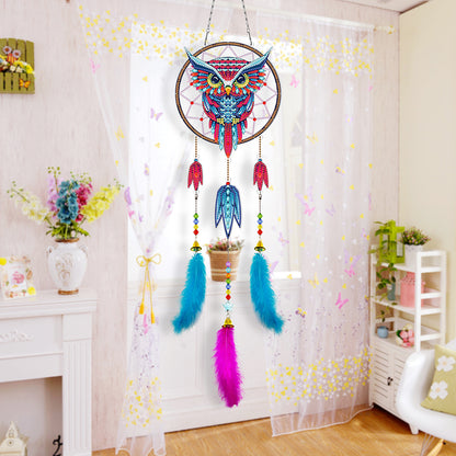 DIY Diamond Painting Dream Catcher Wind Chimes Kit Feather Hanging Craft