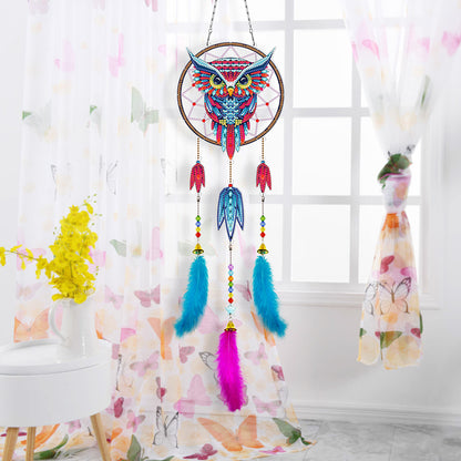 DIY Diamond Painting Dream Catcher Wind Chimes Kit Feather Hanging Craft