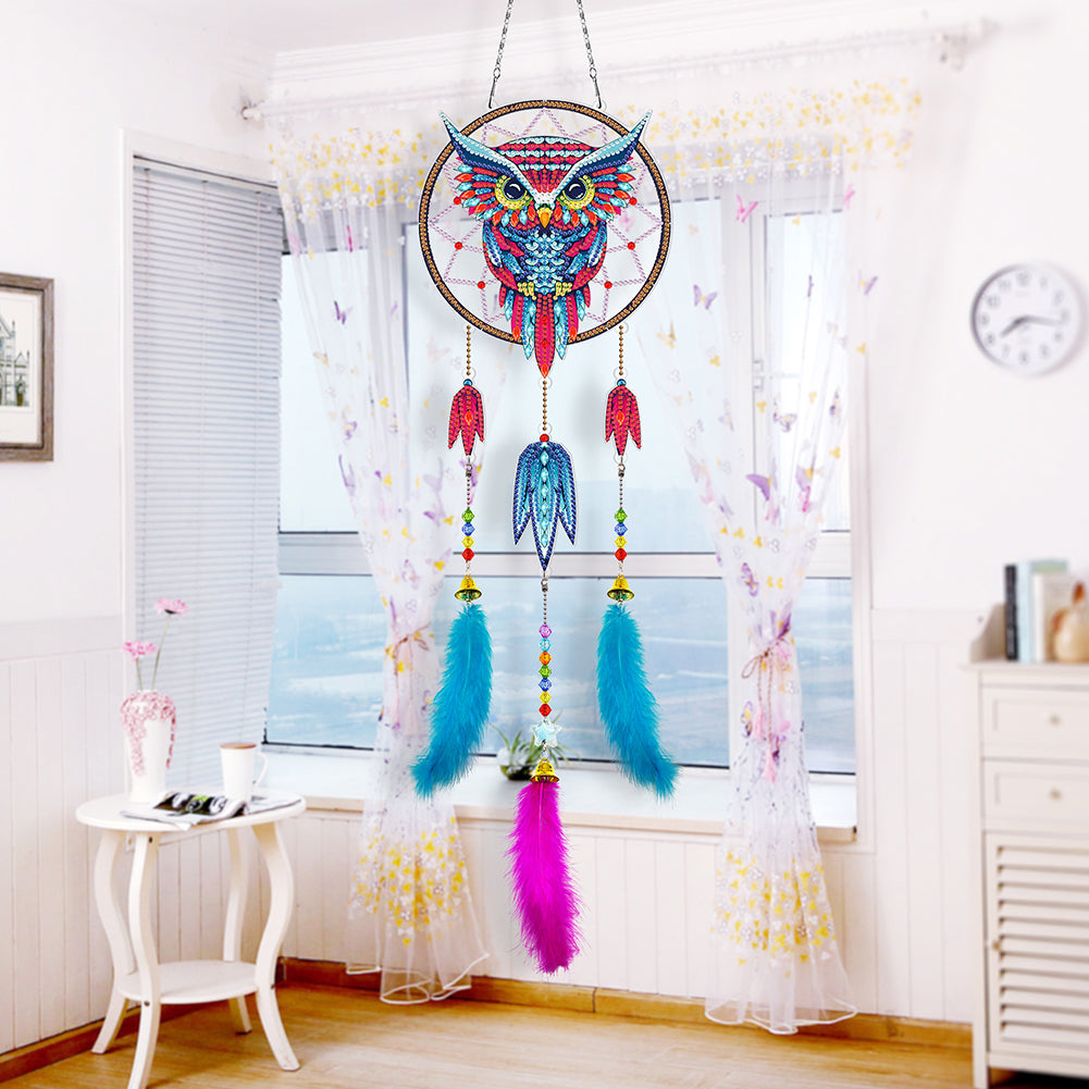 DIY Diamond Painting Dream Catcher Wind Chimes Kit Feather Hanging Craft