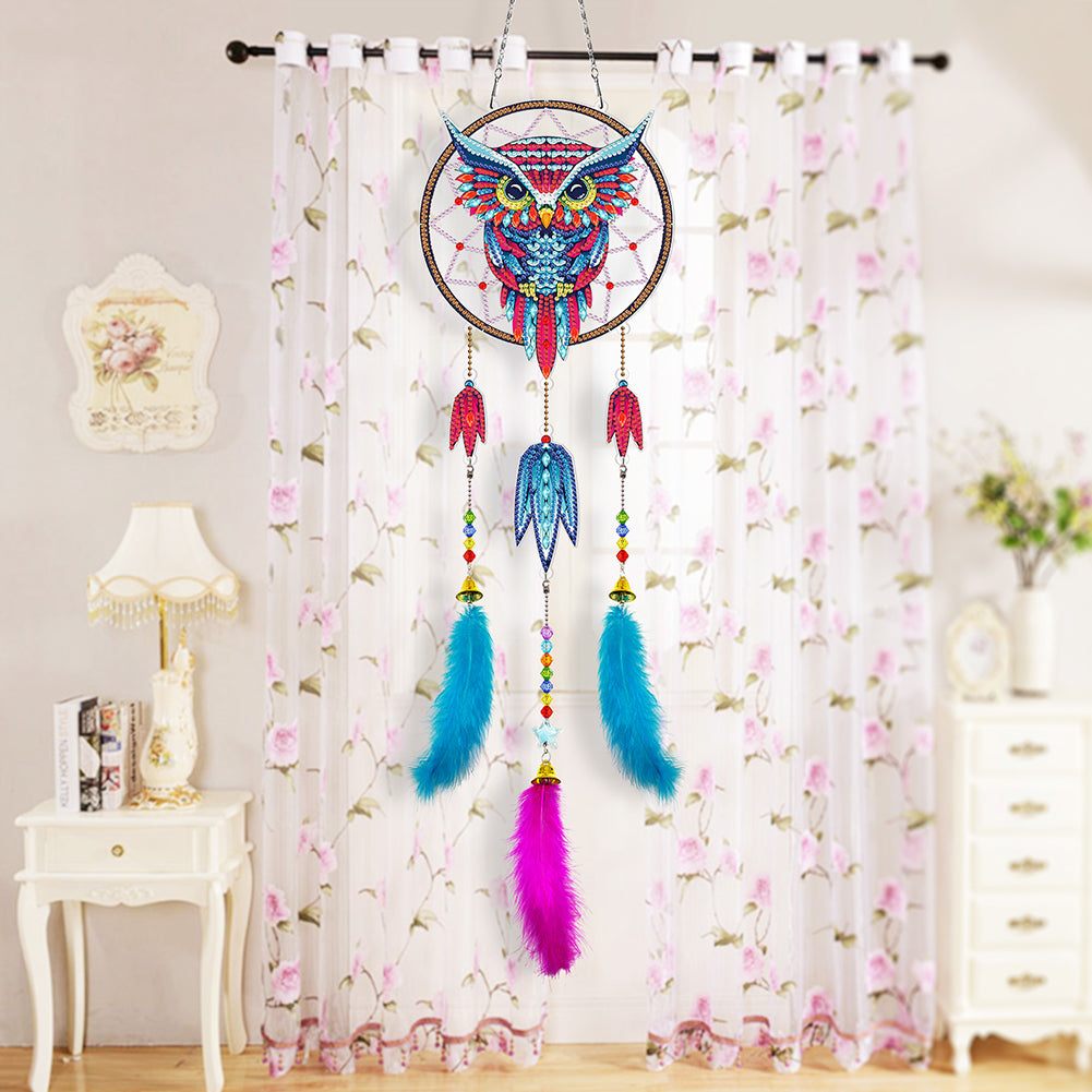 DIY Diamond Painting Dream Catcher Wind Chimes Kit Feather Hanging Craft