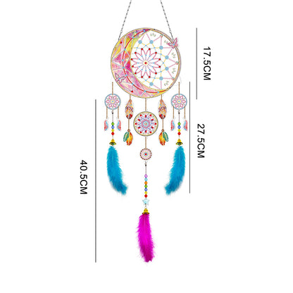 DIY Diamond Painting Dream Catcher Wind Chimes Kit Feather Hanging Craft