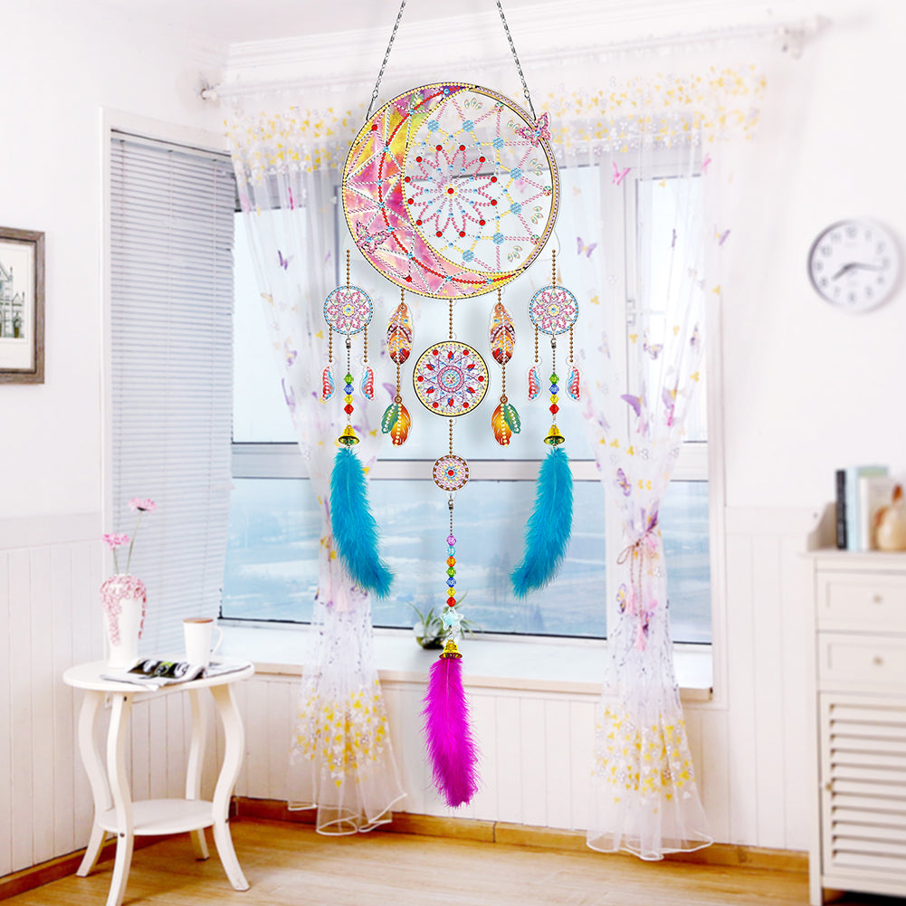 DIY Diamond Painting Dream Catcher Wind Chimes Kit Feather Hanging Craft