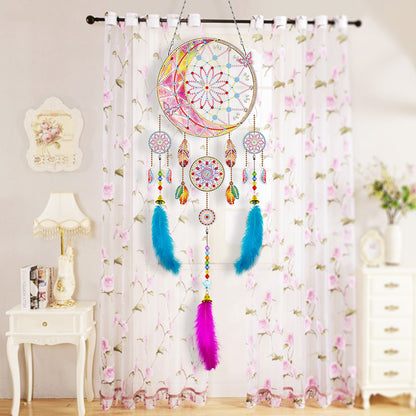 DIY Diamond Painting Dream Catcher Wind Chimes Kit Feather Hanging Craft