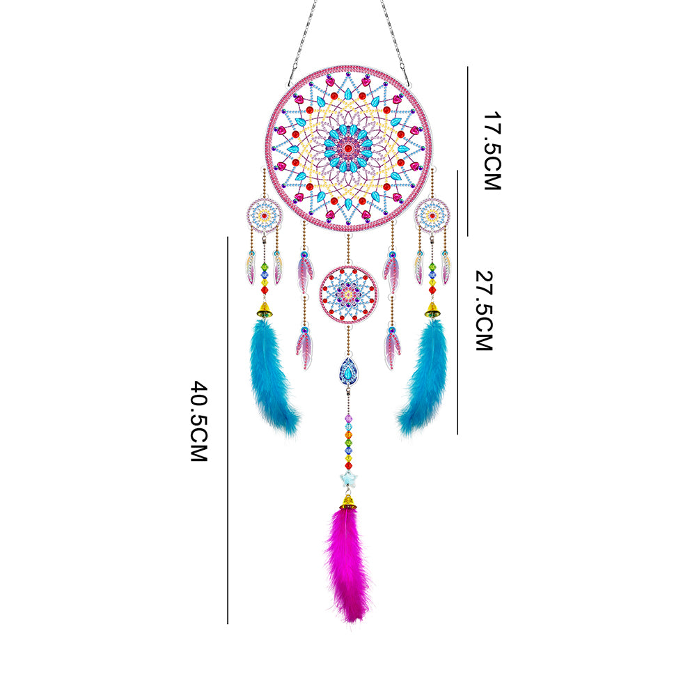 DIY Diamond Painting Dream Catcher Wind Chimes Kit Feather Hanging Craft