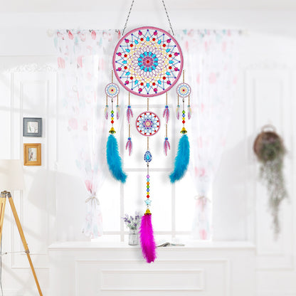 DIY Diamond Painting Dream Catcher Wind Chimes Kit Feather Hanging Craft