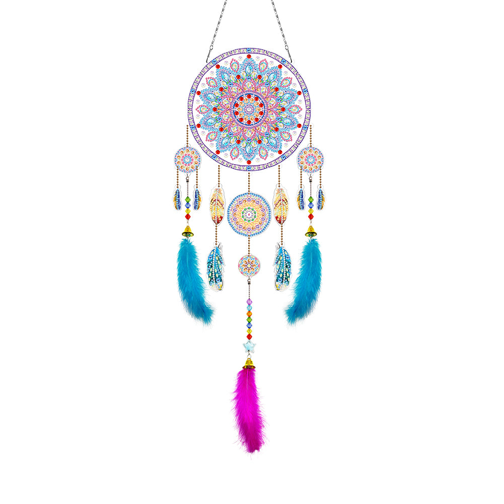 DIY Diamond Painting Dream Catcher Wind Chimes Kit Feather Hanging Craft