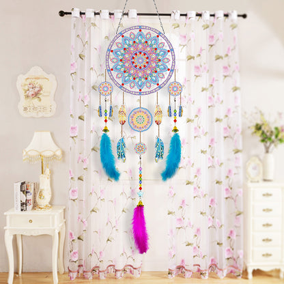 DIY Diamond Painting Dream Catcher Wind Chimes Kit Feather Hanging Craft