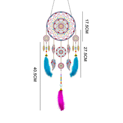 DIY Diamond Painting Dream Catcher Wind Chimes Kit Feather Hanging Craft