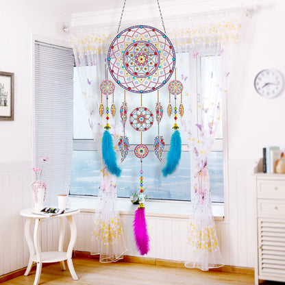 DIY Diamond Painting Dream Catcher Wind Chimes Kit Feather Hanging Craft