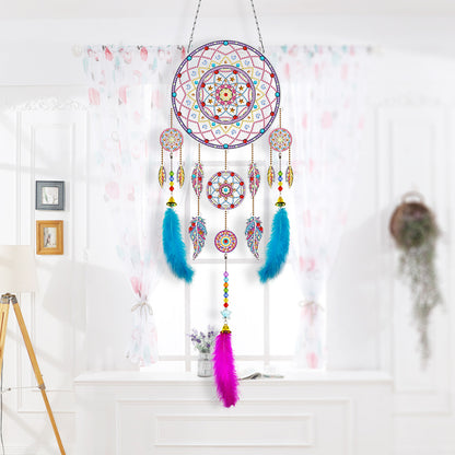 DIY Diamond Painting Dream Catcher Wind Chimes Kit Feather Hanging Craft