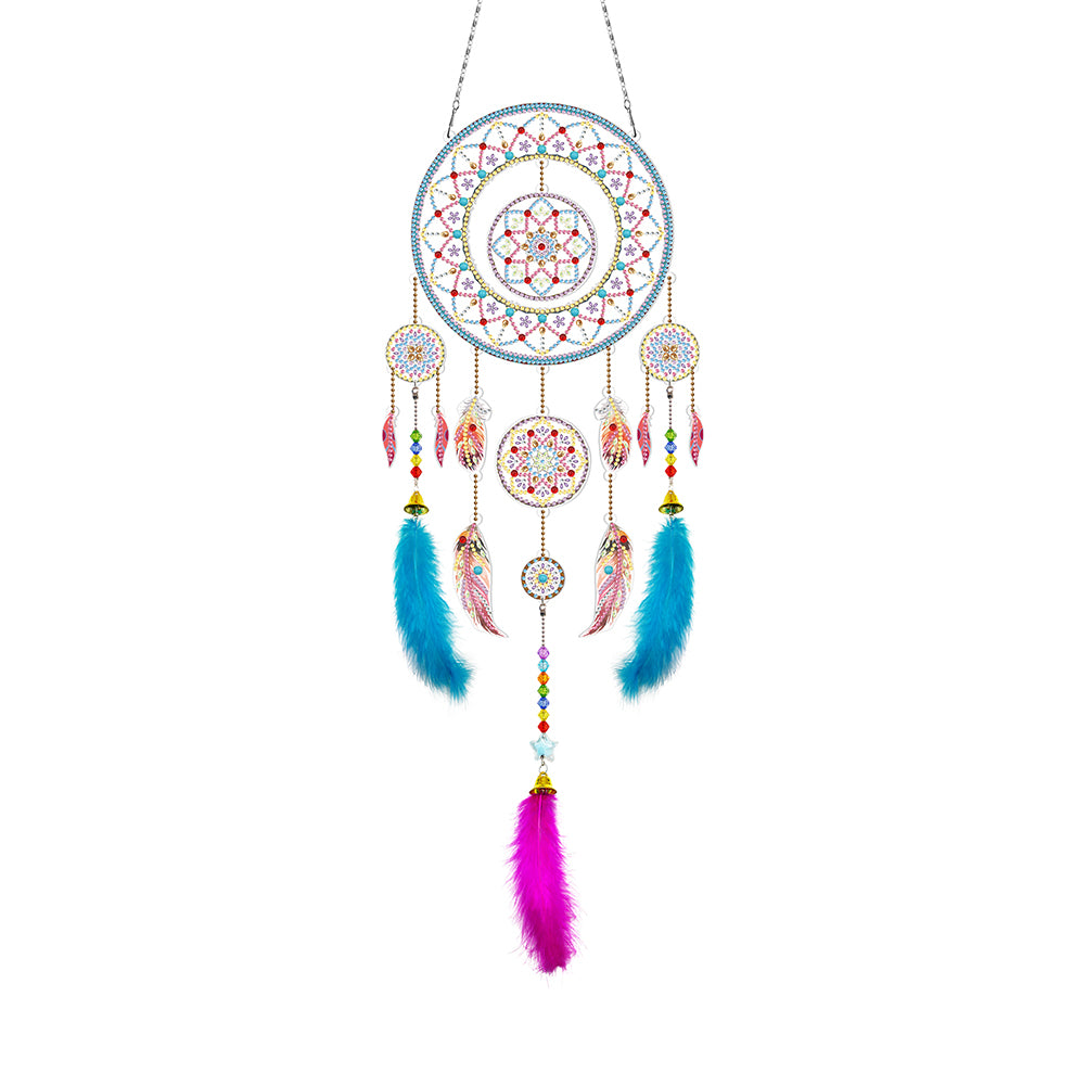 DIY Diamond Painting Dream Catcher Wind Chimes Kit Feather Hanging Craft