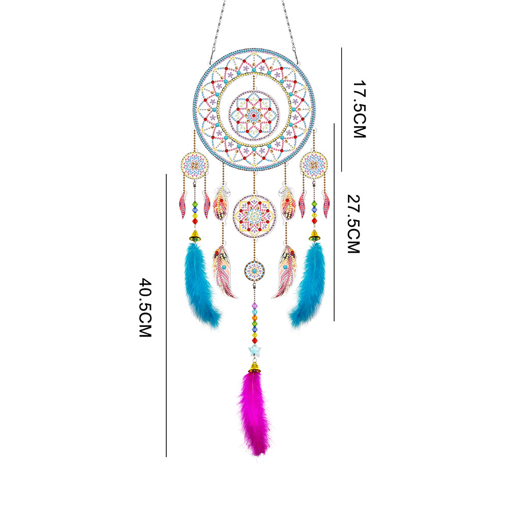 DIY Diamond Painting Dream Catcher Wind Chimes Kit Feather Hanging Craft