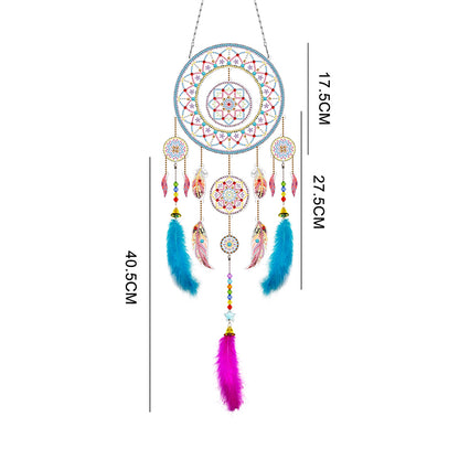 DIY Diamond Painting Dream Catcher Wind Chimes Kit Feather Hanging Craft