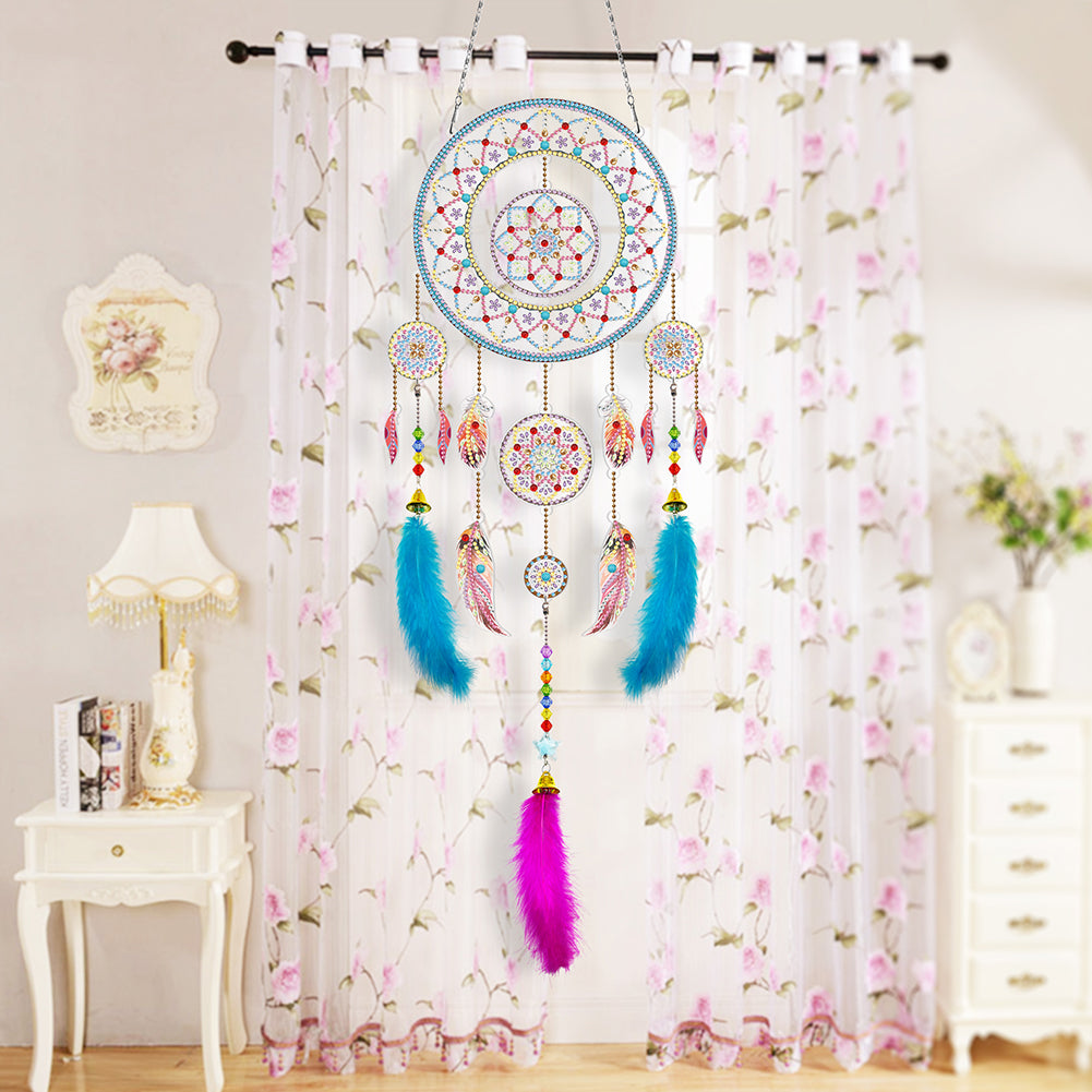 DIY Diamond Painting Dream Catcher Wind Chimes Kit Feather Hanging Craft