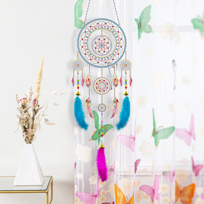 DIY Diamond Painting Dream Catcher Wind Chimes Kit Feather Hanging Craft